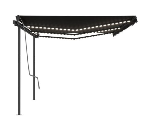 Toldo retráctil manual con luz LED gris antracita 6x3,5 m