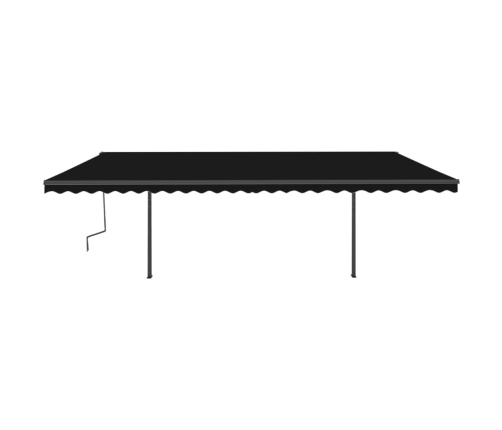 Toldo retráctil automático con postes gris antracita 6x3,5 m