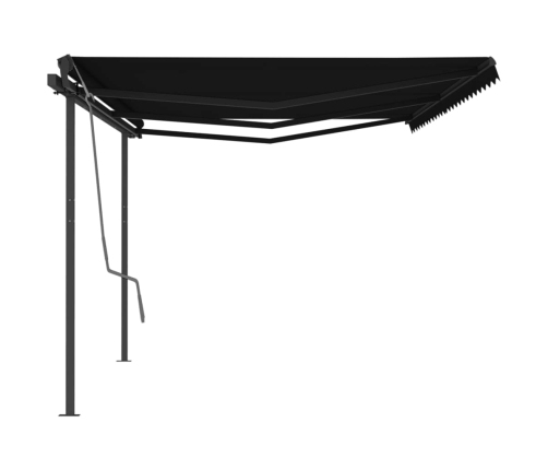 Toldo retráctil automático con postes gris antracita 6x3,5 m