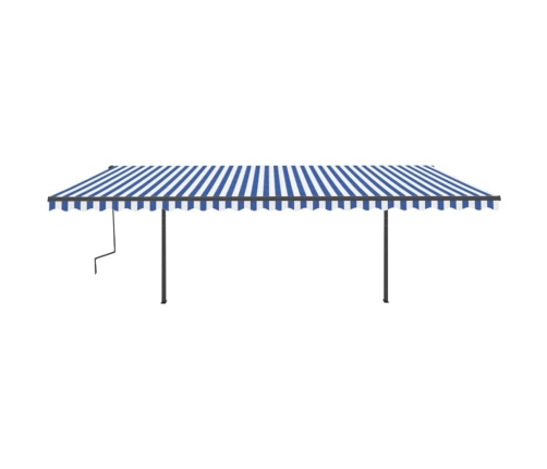 Toldo automático con LED sensor de viento azul y blanco 6x3,5 m