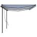 Toldo automático con LED sensor de viento azul y blanco 6x3,5 m