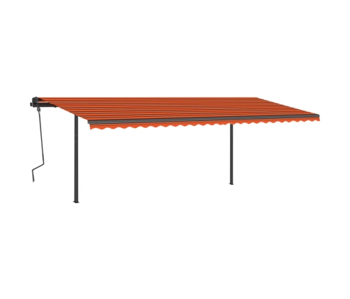 Toldo automático LED sensor de viento naranja marrón 6x3,5 m