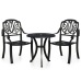 Mesa y sillas de bistró 3 piezas aluminio fundido negro