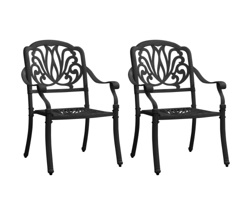 Mesa y sillas de bistró 3 piezas aluminio fundido negro