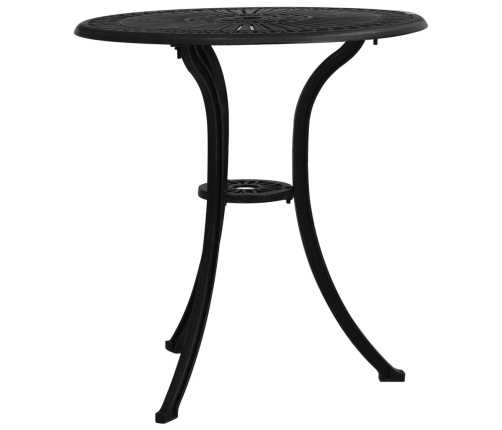 Mesa y sillas de bistró 3 piezas aluminio fundido negro