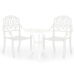 Mesa y sillas de bistró 3 piezas aluminio fundido blanco