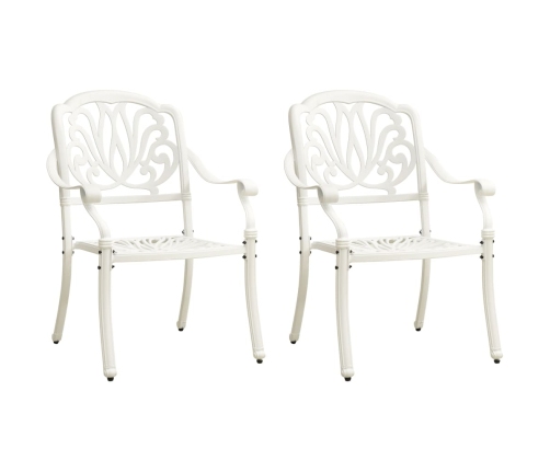 Mesa y sillas de bistró 3 piezas aluminio fundido blanco