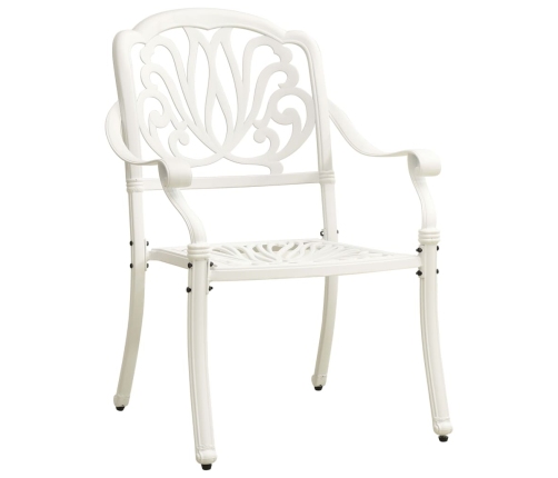 Mesa y sillas de bistró 3 piezas aluminio fundido blanco