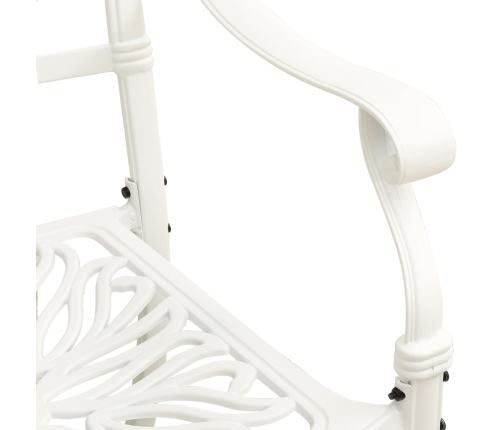 Mesa y sillas de bistró 3 piezas aluminio fundido blanco