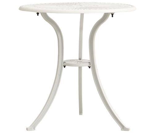 Mesa y sillas de bistró 3 piezas aluminio fundido blanco