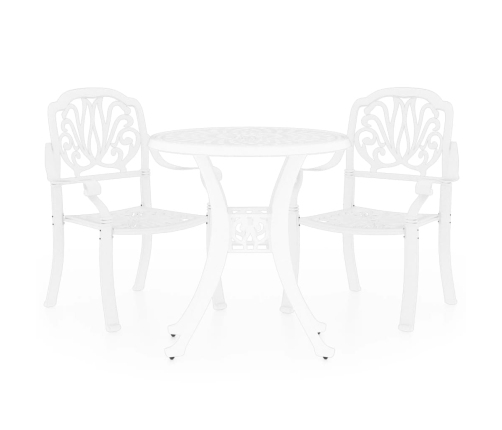 Mesa y sillas de bistró 3 piezas aluminio fundido blanco