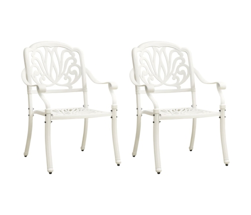 Mesa y sillas de bistró 3 piezas aluminio fundido blanco