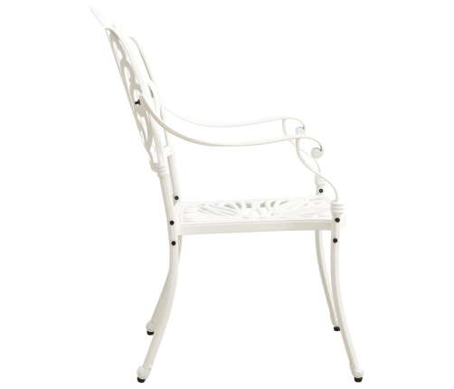 Mesa y sillas de bistró 3 piezas aluminio fundido blanco