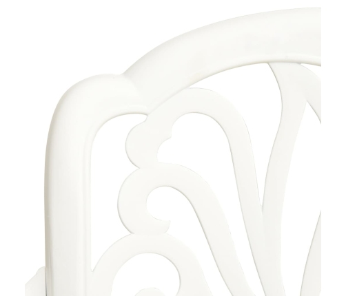 Mesa y sillas de bistró 3 piezas aluminio fundido blanco