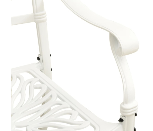 Mesa y sillas de bistró 3 piezas aluminio fundido blanco