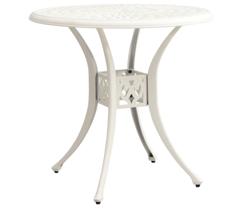 Mesa y sillas de bistró 3 piezas aluminio fundido blanco