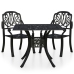 Mesa y sillas de bistró 3 piezas aluminio fundido negro