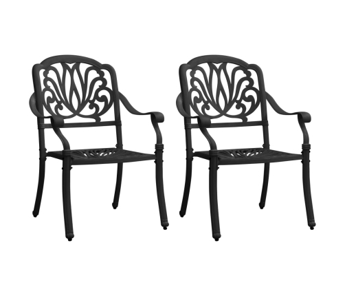 Mesa y sillas de bistró 3 piezas aluminio fundido negro