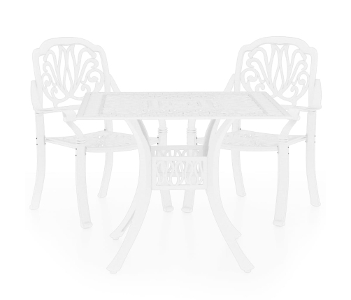 Mesa y sillas de bistró 3 piezas aluminio fundido blanco