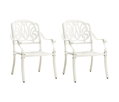 Mesa y sillas de bistró 3 piezas aluminio fundido blanco