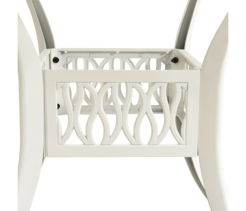 Mesa y sillas de bistró 3 piezas aluminio fundido blanco
