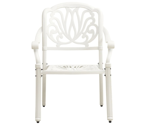 Mesa y sillas de bistró 3 piezas aluminio fundido blanco