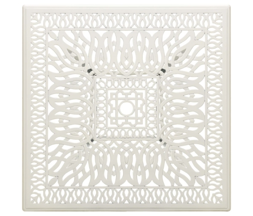 Mesa y sillas de bistró 3 piezas aluminio fundido blanco