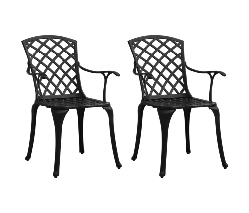 Mesa y sillas de bistró 3 piezas aluminio fundido negro
