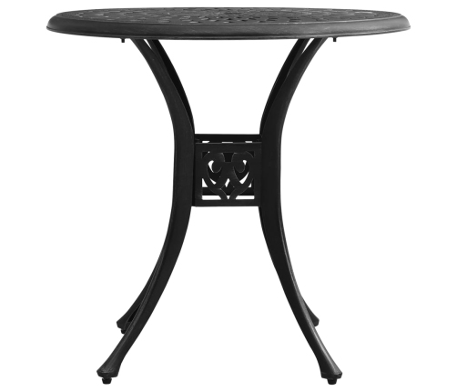 Mesa y sillas de bistró 3 piezas aluminio fundido negro