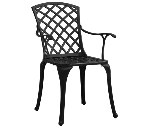 Mesa y sillas de bistró 3 piezas aluminio fundido negro