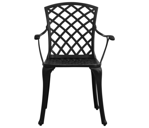 Mesa y sillas de bistró 3 piezas aluminio fundido negro