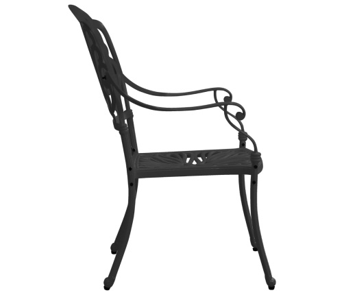 Mesa y sillas de bistró 3 piezas aluminio fundido negro