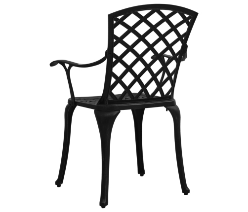 Mesa y sillas de bistró 3 piezas aluminio fundido negro