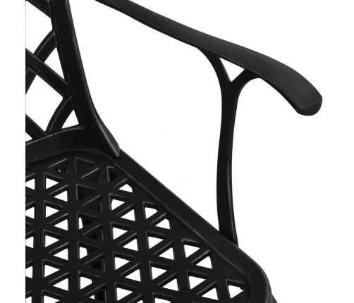 Mesa y sillas de bistró 3 piezas aluminio fundido negro