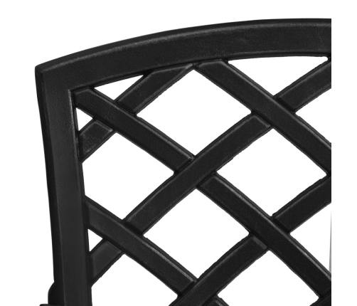 Mesa y sillas de bistró 3 piezas aluminio fundido negro