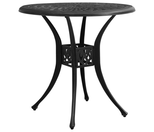 Mesa y sillas de bistró 3 piezas aluminio fundido negro