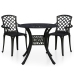 Mesa y sillas de bistró 3 piezas aluminio fundido negro