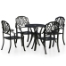 Mesa y sillas de bistró 5 piezas aluminio fundido negro