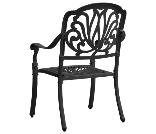 Mesa y sillas de bistró 5 piezas aluminio fundido negro