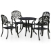 Mesa y sillas de bistró 5 piezas aluminio fundido negro