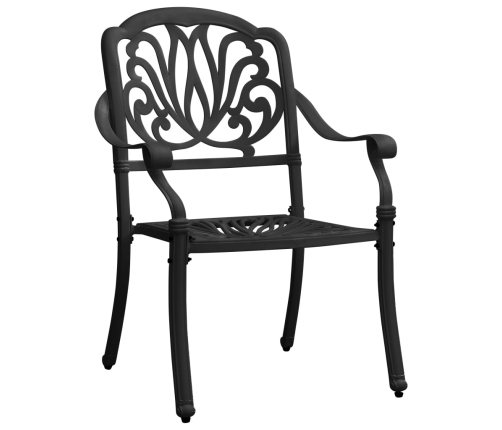 Mesa y sillas de bistró 5 piezas aluminio fundido negro