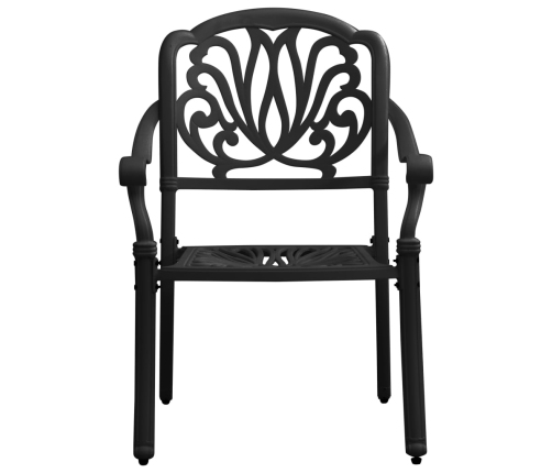 Mesa y sillas de bistró 5 piezas aluminio fundido negro