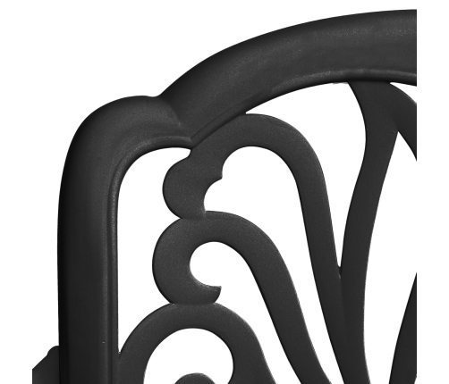 Mesa y sillas de bistró 5 piezas aluminio fundido negro