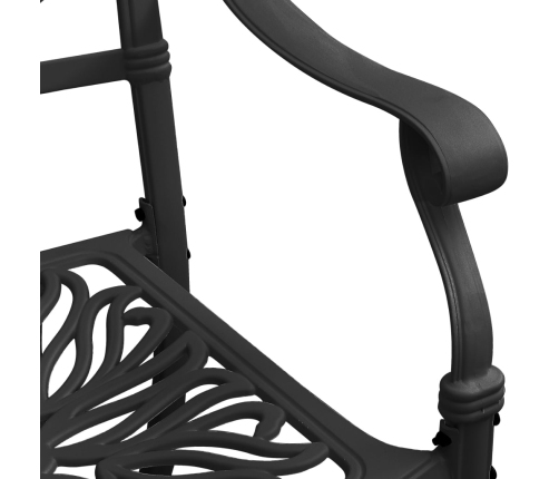 Mesa y sillas de bistró 5 piezas aluminio fundido negro