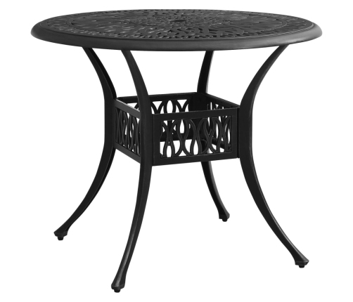Mesa y sillas de bistró 5 piezas aluminio fundido negro