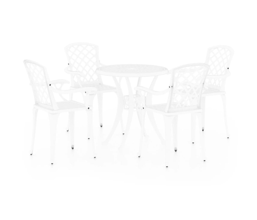 Mesa y sillas de bistró 5 piezas aluminio fundido blanco
