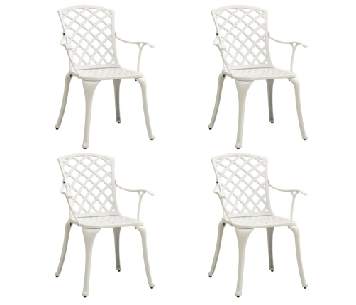 Mesa y sillas de bistró 5 piezas aluminio fundido blanco