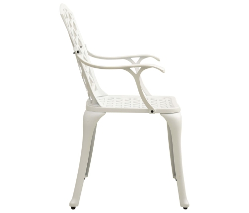 Mesa y sillas de bistró 5 piezas aluminio fundido blanco