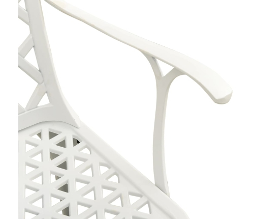 Mesa y sillas de bistró 5 piezas aluminio fundido blanco