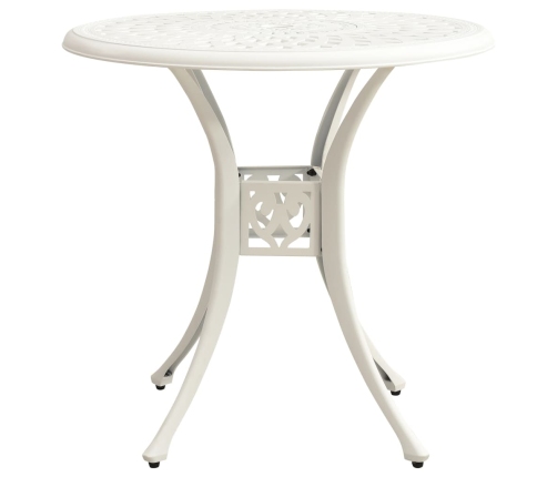 Mesa y sillas de bistró 5 piezas aluminio fundido blanco